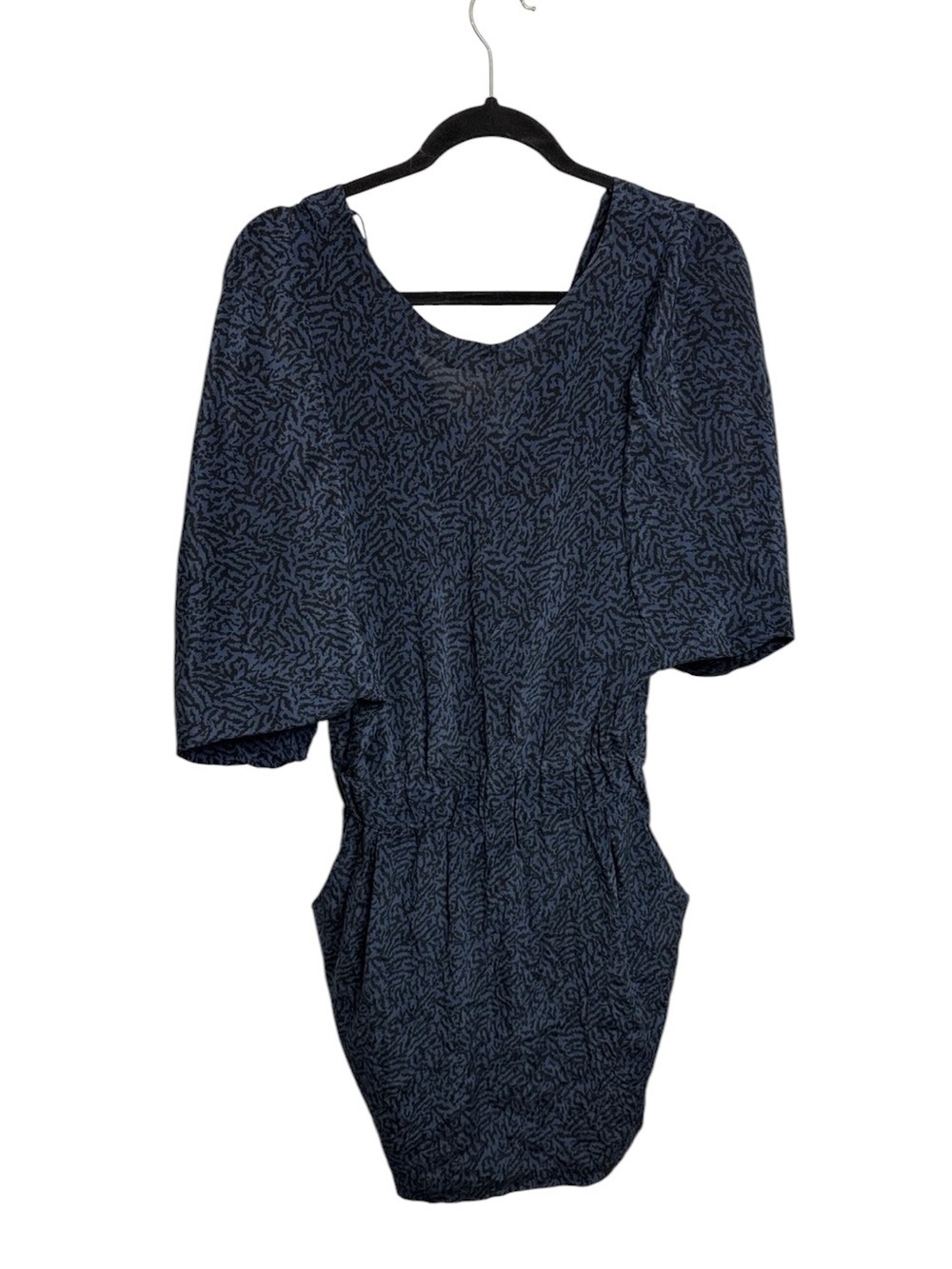 Ever brand dark blue patterned silk designed dress medium whimsigoth artsy chic